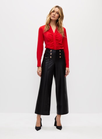Ruched Satin Blouse, Lava