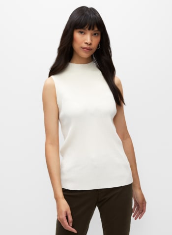 Sleeveless Knit Top, Off White