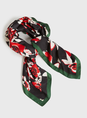 Floral Print Scarf, Red
