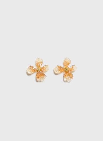 Flower Stud Earrings, Yellow Pattern