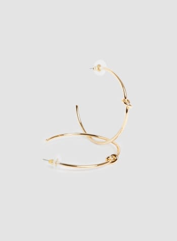 Knot Detail Open Hoop Earrings, Gold