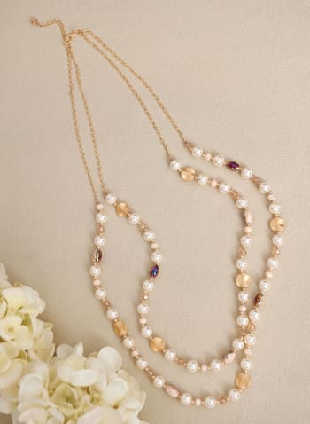 Collier de perles à deux rangées, Blanc perle