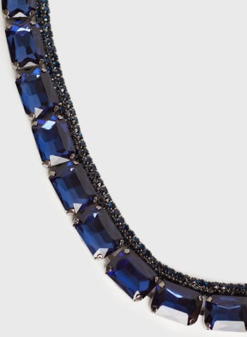 Double Row Faceted Stone Necklace, Cool Blue