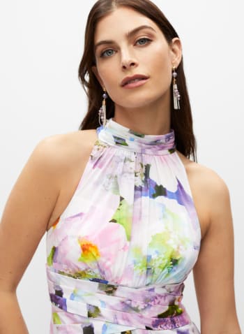 Adrianna Papell - Floral Print Maxi Dress, White Pattern