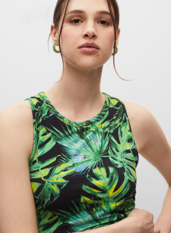 Palm Leaf Print Dress, Green Pattern