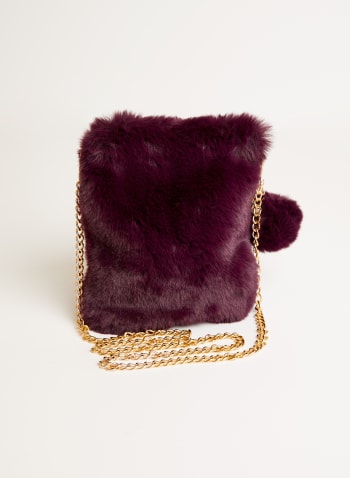 Faux Fur Crossbody Bag, Purple