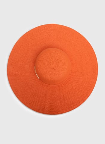 Buckle Detail Straw Hat, Orange