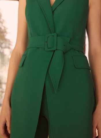 Long Belted Vest, Emerald