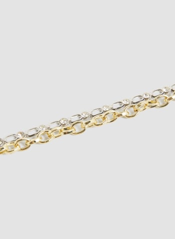Two-Tone Double Chain Necklace, Yellow Pattern