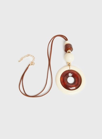 Long Two-Tone Pendant Necklace, Coconut 