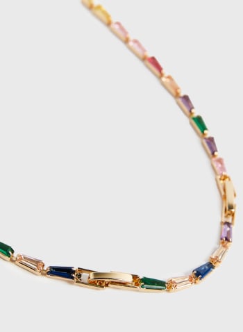 Multicolour Crystal Baguette Necklace, Multicolour