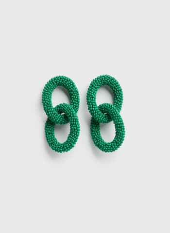 Large Chain Link Earrings, Mint Green
