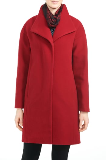 Wing Collar Wool & Cashmere Coat, Red