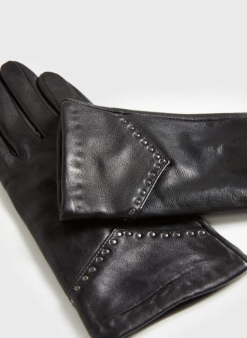 Studded Leather Gloves, Black