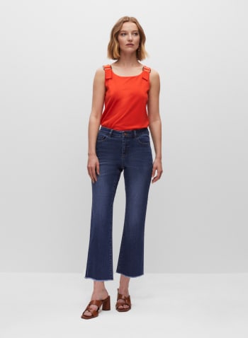 Cropped Flare Leg Jeans, Blue