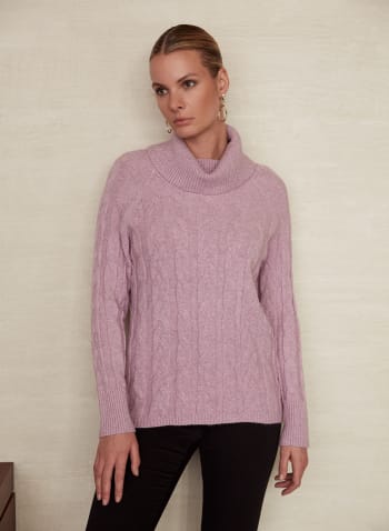 Cowl Neck Sweater, Light Aubergine