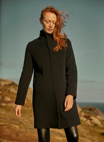 Mallia - Manteau boutonné en laine mélangée, Noir