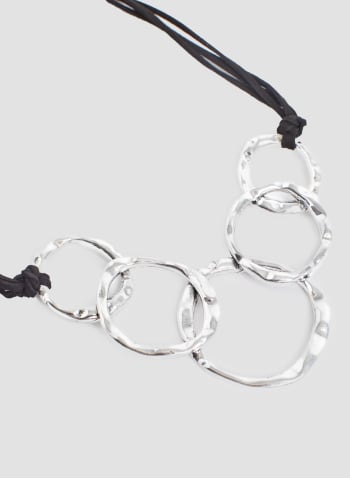 Collier multi cordes à anneaux texturés, Argent