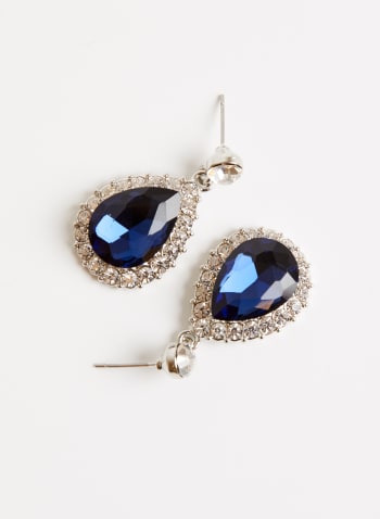 Boucles d'oreilles à pierres et cristaux, Bleu