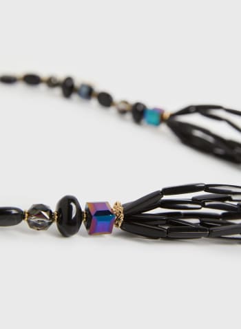 Multi-Row Beaded Necklace, Black