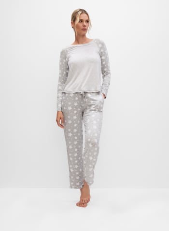 Star & Stripe Print Pyjama Set, Grey Pattern