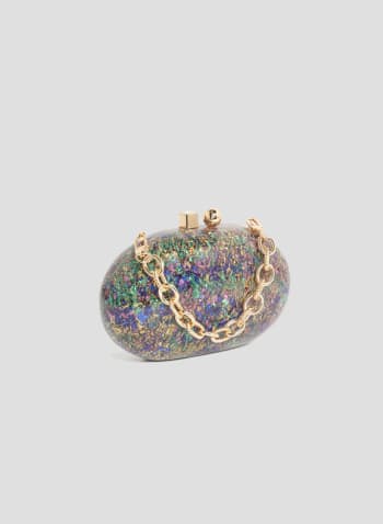 Abstract Motif Oval Clutch, Multicolour