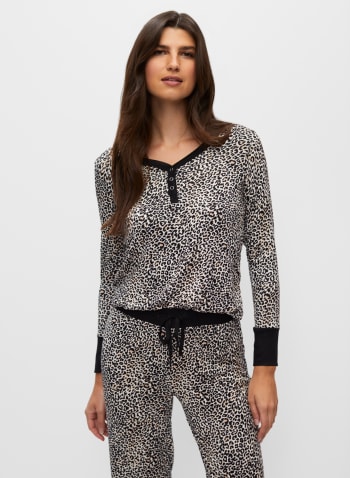 Leopard Print Pyjama Set, Black