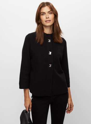 Button Front Cardigan, Black