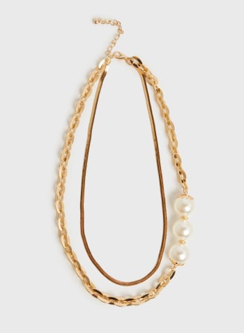 Collier à chaîne double et larges perles, Motif jaune