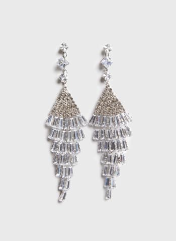 Crystal Chandelier Earrings, Silver