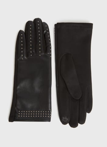 Stud Detail Gloves, Black