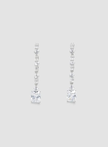 Boucles d'oreilles à pendentifs en cristaux, Argent