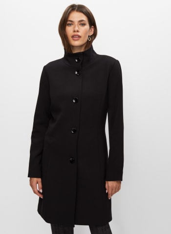 Structured Tricotine Tech Coat, Black