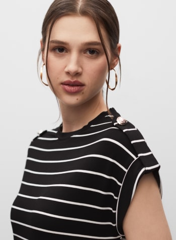 Stripe Print T-Shirt Dress, Black