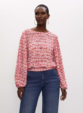 Tweed Print Top, Pink