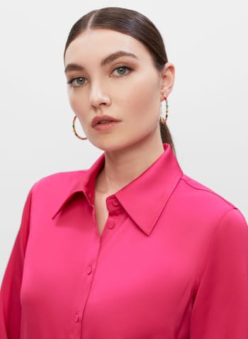 Button Front Blouse, Pink