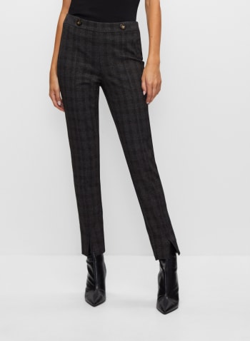 Amber Front Slit Pants, Grey Pattern