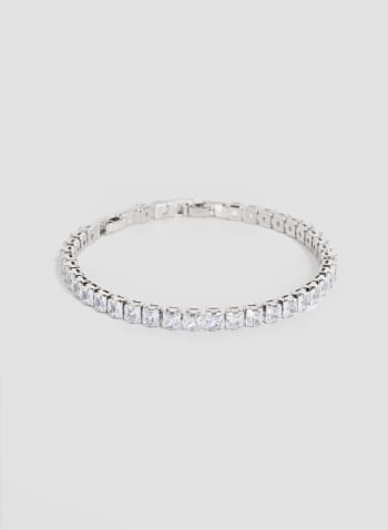 Square Crystal Bracelet, Silver