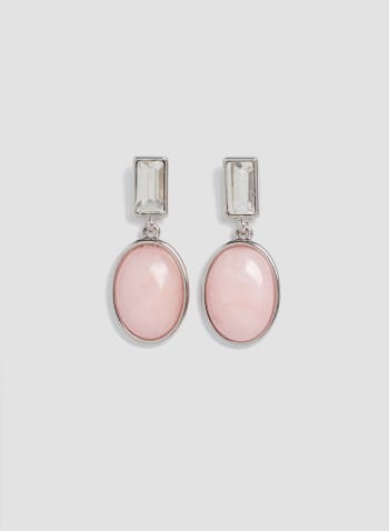 Dangle Button Earrings, Pink