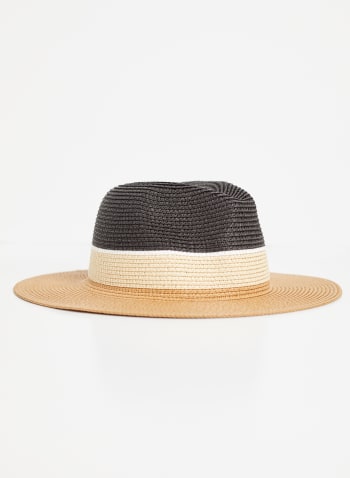 Colour Block Straw Hat, Beige