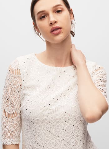 Lace Detail Dress, Off White