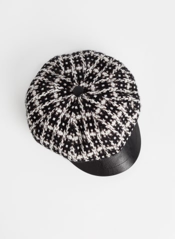Vegan Leather Brim Hat, Black