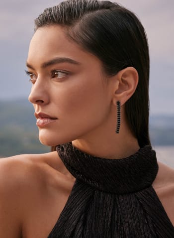 Crystal Baguette Earrings, Black