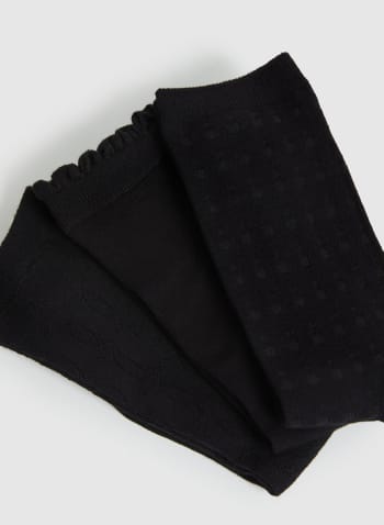 Geometric Bamboo Crew Socks 3-Pack, Black