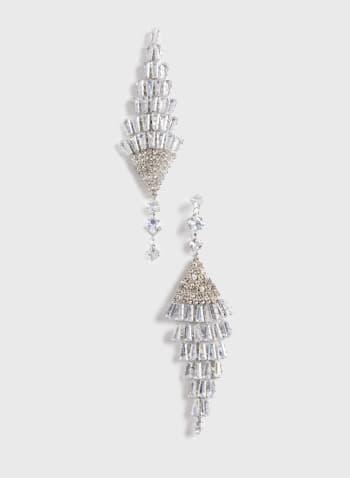 Boucles d'oreilles chandelier à cascade de baguettes, Argent