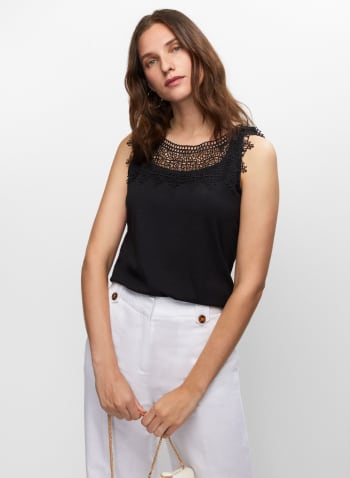 Sleeveless Lace Detail Top, Black