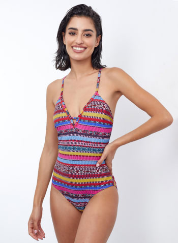 Profile by Gottex - Striped One-Piece Swimsuit, Red Pattern