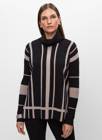 Frank Lyman - Striped Motif Sweater, Black Pattern