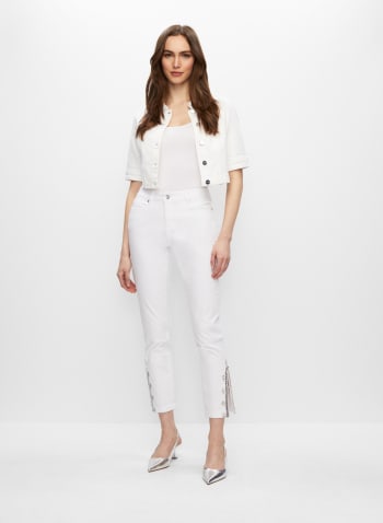 Embellished 7/8 Jeans, White