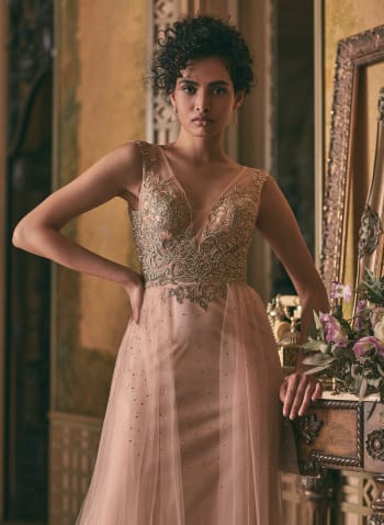 BA Nites - Embroidered Rhinestone Dress, Pink